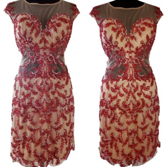 Luxury Designer Beaded Sexy Runway Cocktail Party Evening Prom Embroidery Dress - Picture 5 of 16